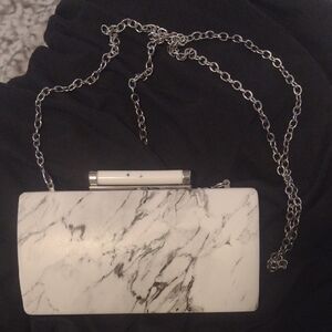 White and Black Marble Cross Body Clutch